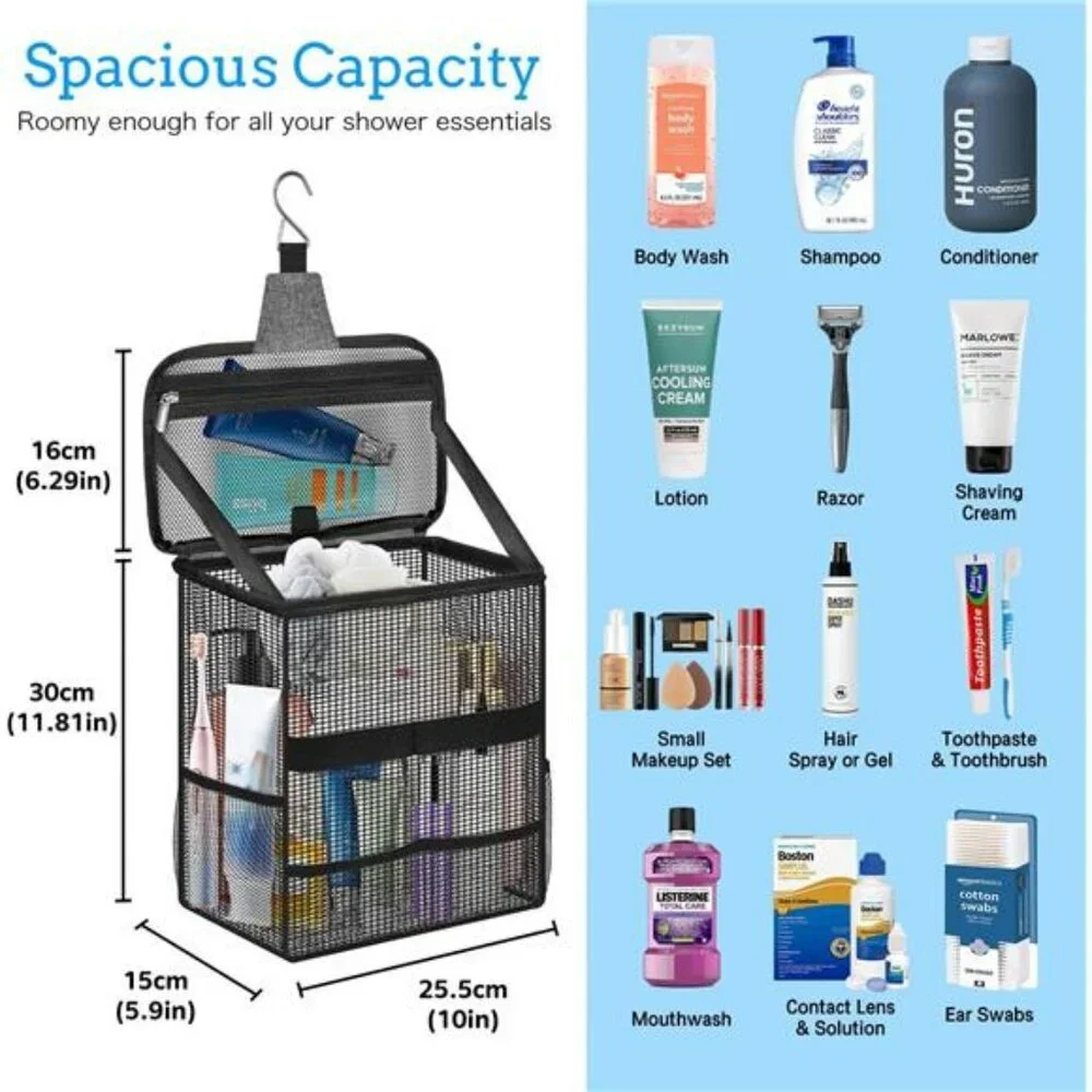 Large mesh shower caddy tote bag bathroom organizer travel gym dorm camping